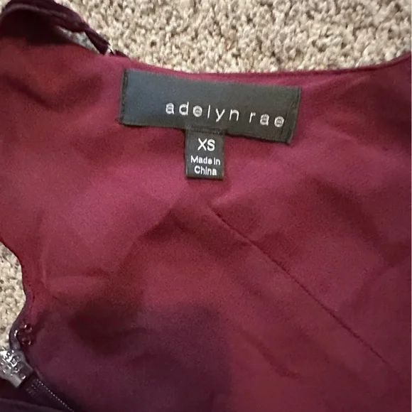 Adelyn Rae Velvet and Mesh Spaghetti Sweetheart neckline Mini Dress Burgundy - Picture 7 of 7